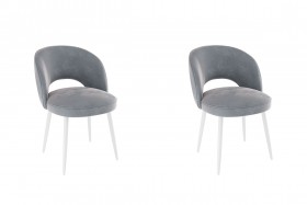 Набор стульев Моли 2 шт (серый велюр/белый) в Асино - asino.katalogmebeli.com | фото