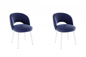 Набор стульев Моли 2 шт (синий велюр/белый) в Асино - asino.katalogmebeli.com | фото