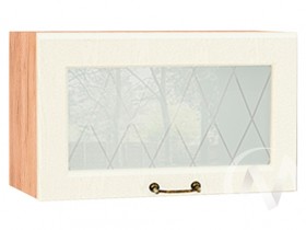 Ницца Шкаф верхний горизонтальный со стеклом ШВГС 600 (Крем/корпус дуб крафт золотой) в Асино - asino.katalogmebeli.com | фото