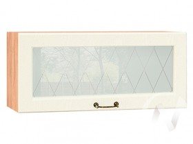 Ницца Шкаф верхний горизонтальный со стеклом ШВГС 800 (Крем/корпус дуб крафт золотой) в Асино - asino.katalogmebeli.com | фото