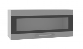 Норд ШВГС 800 Шкаф верхний горизонтальный со стеклом (Софт черный/корпус Венге) в Асино - asino.katalogmebeli.com | фото