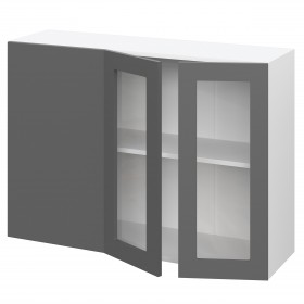 Норд ШВУПС 1000 Шкаф верхний угловой со стеклом (Софт черный/корпус Венге) в Асино - asino.katalogmebeli.com | фото