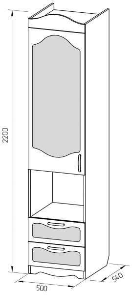Пенал с ящиками серии Иллюзия 33 Сиреневый в Асино - asino.katalogmebeli.com | фото 2