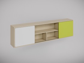 Полка между шкафами 1660 Эппл (Зеленый/Белый/корпус Клен) в Асино - asino.katalogmebeli.com | фото