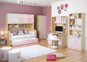 Полка между шкафами 1660 Грэйси (Розовый/Серый/корпус Клен) в Асино - asino.katalogmebeli.com | фото 3
