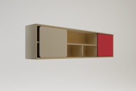 Полка между шкафами 1660 Бэрри (Бежевый/Красный/корпус Клен) в Асино - asino.katalogmebeli.com | фото