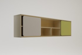 Полка между шкафами 1660 Эппл (Зеленый/Белый/корпус Клен) в Асино - asino.katalogmebeli.com | фото 2