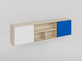 Полка между шкафами 1660 Скай (Синий/Белый/корпус Клен) в Асино - asino.katalogmebeli.com | фото 1