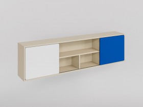 Полка между шкафами 1660 Скай люкс (Синий/Белый/корпус Клен) в Асино - asino.katalogmebeli.com | фото
