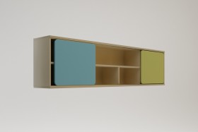 Полка между шкафами 1660 Смайли (Голубой/Зеленый/корпус Клен) в Асино - asino.katalogmebeli.com | фото