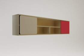 Полка между шкафами 1960 Бэрри (Бежевый/Красный/корпус Клен) в Асино - asino.katalogmebeli.com | фото 1