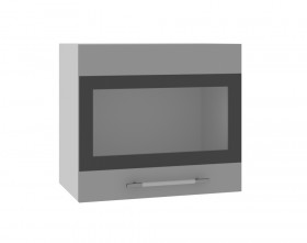 Ройс ВПГСФ 500 Шкаф верхний горизонтальный со стеклом с фотопечатью высокий (Белый софт/корпус Серый) в Асино - asino.katalogmebeli.com | фото