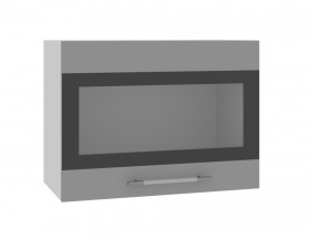 Ройс ВПГСФ 600 Шкаф верхний горизонтальный со стеклом с фотопечатью высокий (Белый софт/корпус Серый) в Асино - asino.katalogmebeli.com | фото