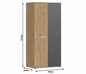 Шкаф 2-х дверный Мамбо СБ-2371 Н (Дуб Бунратти / Диамант серый) в Асино - asino.katalogmebeli.com | фото 2