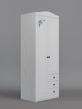 Шкаф 2-х створчатый с ящиками Бэлла (Выбеленное дерево/Белый) в Асино - asino.katalogmebeli.com | фото