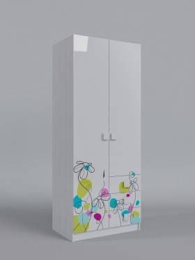 Шкаф 2-х створчатый с ящиками Флёр (Белый/корпус Выбеленное дерево) в Асино - asino.katalogmebeli.com | фото