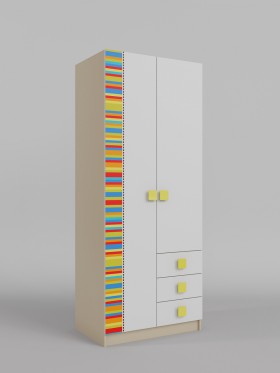 Шкаф 2-х створчатый с ящиками Клаксон без машинок (Белый/корпус Клен) в Асино - asino.katalogmebeli.com | фото 1