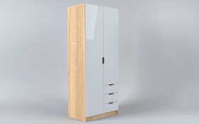 Шкаф 2-х створчатый с ящиками Лофт (Белый/корпус Дуб Сонома) в Асино - asino.katalogmebeli.com | фото
