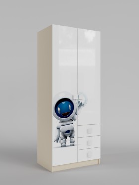 Шкаф 2-х створчатый с ящиками Санни (Белый/корпус Клен) в Асино - asino.katalogmebeli.com | фото