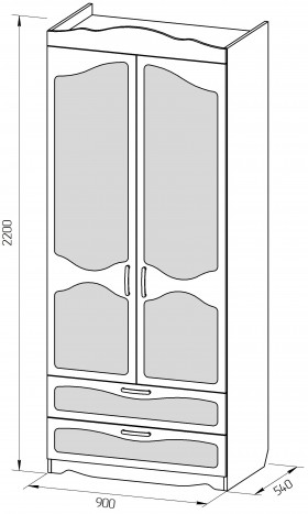 Шкаф 2-х створчатый с ящиками серии Иллюзия 08 Шоколад в Асино - asino.katalogmebeli.com | фото 2