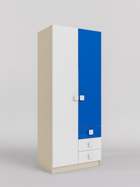 Шкаф 2-х створчатый с ящиками Скай люкс (Синий/Белый/корпус Клен) в Асино - asino.katalogmebeli.com | фото 1