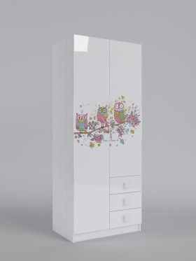 Шкаф с ящиками Совушки (Белый/Выбеленное дерево/2 створки) в Асино - asino.katalogmebeli.com | фото 1