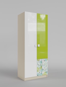 Шкаф 2-х створчатый с ящиками Твит (Белый/Зеленый/корпус Клен) в Асино - asino.katalogmebeli.com | фото 1