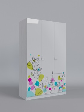 Шкаф 3-х створчатый с ящиками Флёр (Белый/корпус Выбеленное дерево) в Асино - asino.katalogmebeli.com | фото 1