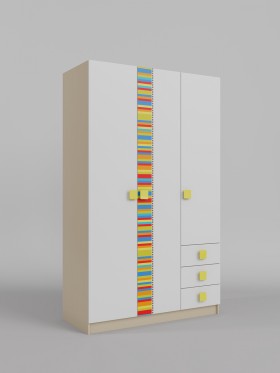 Шкаф 3-х створчатый с ящиками Клаксон без машинок (Белый/корпус Клен) в Асино - asino.katalogmebeli.com | фото