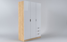 Шкаф 3-х створчатый с ящиками Лофт (Белый/корпус Дуб Сонома) в Асино - asino.katalogmebeli.com | фото 1