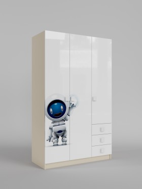 Шкаф 3-х створчатый с ящиками Санни (Белый/корпус Клен) в Асино - asino.katalogmebeli.com | фото