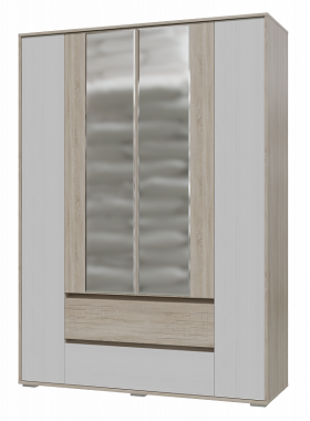 Шкаф 4-х дверный с ящиками Мальта 1600 Дуб сонома/Рамух белый в Асино - asino.katalogmebeli.com | фото 2