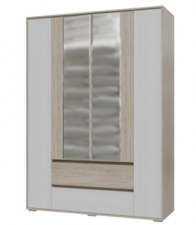 Шкаф 4-х дверный с ящиками Мальта 1600 Дуб сонома/Рамух белый в Асино - asino.katalogmebeli.com | фото
