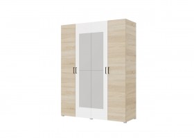 Шкаф 4-х створчатый 1800 с зеркалами Наполнение №2 (Сонома/Белый/корпус Сонома) в Асино - asino.katalogmebeli.com | фото