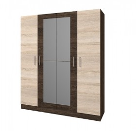 Шкаф 4-х створчатый Леси с зеркалом (Кантер/Сонома) в Асино - asino.katalogmebeli.com | фото 1