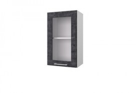 Шкаф 40 с витриной Лофт (Камень Арья/Белый) в Асино - asino.katalogmebeli.com | фото