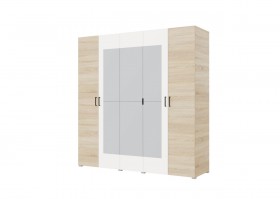 Шкаф 5-ти створчатый 2250 с зеркалами Наполнение №1 (Сонома/Белый/корпус Сонома) в Асино - asino.katalogmebeli.com | фото