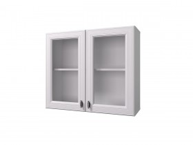 Шкаф 80 с 2-мя витринами Ева (Белый Софт/корпус Белый) в Асино - asino.katalogmebeli.com | фото