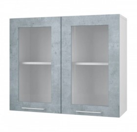 Шкаф 80 с 2-мя витринами Лофт (Камень Оленна/корпус Белый) в Асино - asino.katalogmebeli.com | фото