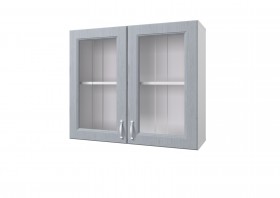 Шкаф 80 с 2-мя витринами Принцесса (Серый/корпус Белый) в Асино - asino.katalogmebeli.com | фото