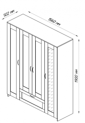 Шкаф четырехдверный Сириус с 1 зеркалом и 1 ящиком белый в Асино - asino.katalogmebeli.com | фото 3