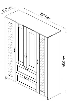 Шкаф четырехдверный Сириус с 1 зеркалом и 2 ящиками белый в Асино - asino.katalogmebeli.com | фото 2