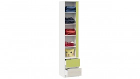 Шкаф для белья комбинированный «Сканди» Дуб Гарден/Белый/Зеленый в Асино - asino.katalogmebeli.com | фото 3