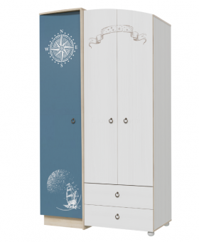 Шкаф для одежды Бриз 1200 Дуб ривьера/ Рамух белый/синий в Асино - asino.katalogmebeli.com | фото