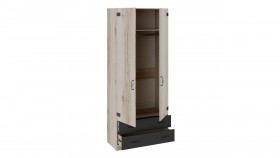 Шкаф для одежды комбинированный «Окланд» (Фон Черный/Дуб Делано) в Асино - asino.katalogmebeli.com | фото 2