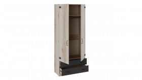 Шкаф для одежды комбинированный «Окланд» (Фон Черный/Дуб Делано) Распродажа в Асино - asino.katalogmebeli.com | фото 2