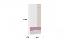 Шкаф для одежды комбинированный «Сканди» Дуб Гарден/Белый/Лиловый в Асино - asino.katalogmebeli.com | фото 5