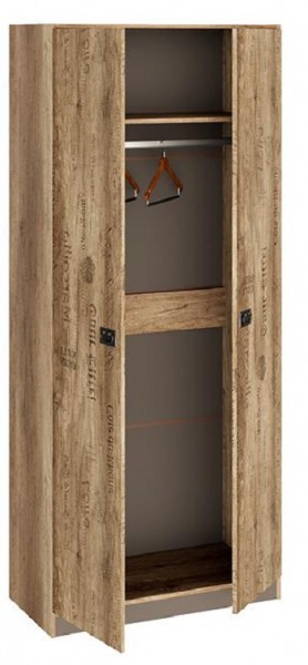 Шкаф для одежды «Пилигрим» (Дуб Каньон светлый, Фон серый) в Асино - asino.katalogmebeli.com | фото 2