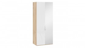 Шкаф для одежды с 1 глухой и 1 зеркальной дверями правый «Эмбер» Яблоня Беллуно/Белый глянец в Асино - asino.katalogmebeli.com | фото