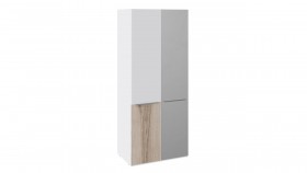 Шкаф для одежды «Синди» (Белый глянец/Дуб Делано/2 двери/зеркало) в Асино - asino.katalogmebeli.com | фото
